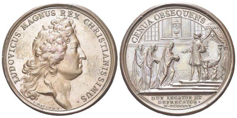 Luigi XIV di Borbone (Re di Francia), 1638-1715.
Medaglia 1684 opus J. Mauger....