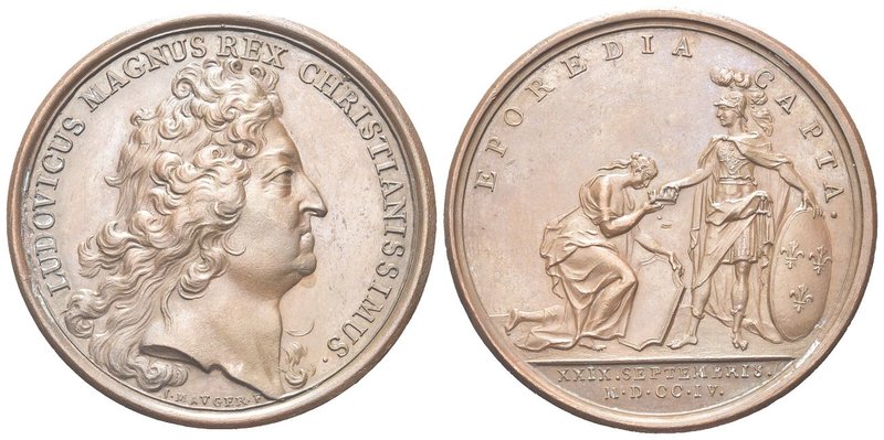 Luigi XIV di Borbone (Re di Francia), 1638-1715.
Medaglia 1704 opus J. Mauger....