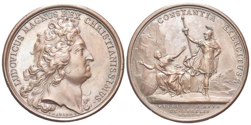 Luigi XIV di Borbone (Re di Francia), 1638-1715.
Medaglia 1705 opus J. Mauger e...