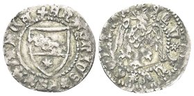 Antonio II Panciera di Portogruaro, 1402-1411. 
Denaro.
Ag gr. 0,70
Dr. ANTONIVS (stella) PATRIARChA. Stemma del patriarca in scudo.
Rv. AEQV - IL...