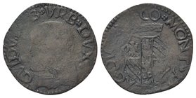 Guidobaldo I da Montefeltro, 1482-1508.
Quattrino.
Æ gr. 0,76
Dr. GVIDVS VB VRB DVX. Busto corazzato a s.
Rv. CO MON FE AC DVRANTIS. Stemma corona...