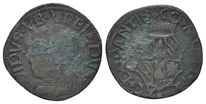 Guidobaldo I da Montefeltro, 1482-1508.
Quattrino.
Æ gr. 1,20
Dr. GVIDVS VB V...