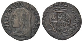 Guidobaldo I da Montefeltro, 1482-1508.
Quattrino.
Æ gr. 1,43
Dr. GVIDVS VB VRB DVX. Busto corazzato a s.
Rv. CO MON FE AC DVRANTIS. Stemma corona...