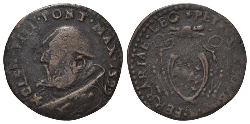 Clemente VIII (Ippolito Aldobrandini), 1592-1605. 
Quattrino 1599.
Æ gr. 2,44...