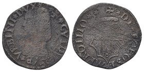 Guidobaldo I da Montefeltro, 1482-1508.
Quattrino, testa piccola.
Æ gr. 0,95
Dr. GVIDVS VRBINI DVX. Busto nuda a s. con lunga capigliatura.
Rv. FO...