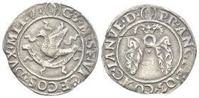 Galeazzo Maria Sforza, Duca di Milano, 1466-1476.
Grosso da 5 Soldi.
Ag gr. 2,39
Dr. G3 MA SF VICECOS DVX MLI V. Colomba verso s.; sotto, festone....