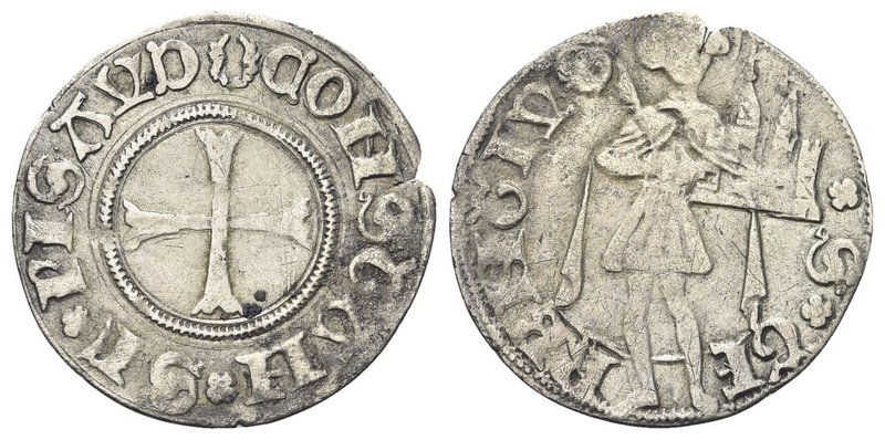 Costanzo I Sforza, 1473-1483. 
Terzo di Grosso o Agontano.
Ag gr. 1,11
Dr. CO...