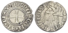 Costanzo I Sforza, 1473-1483. 
Terzo di Grosso o Agontano.
Ag gr. 1,11
Dr. CONSTAN ST PISAV D. Croce patente con estremità unghiate.
Rv. ST ERENTI...
