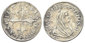 Cosimo III de’Medici, Granduca di Toscana, 1670-1723.
Mezzo Giulio o Grosso 1721.
Ag gr. 1,35
DR. ASPICE PIS AS. Croce pisana.
Rv. SVP OMNES SPECI...