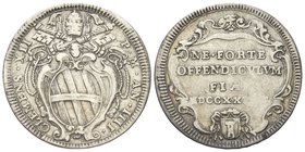 Clemente XII (Lorenzo Corsini), 1730-1740. 
Testone 1733 a. IIII.
Ag gr. 7,14
Dr. CLEMENS XII - P M AN IIII. Stemma sormontato da triregno e chiavi...