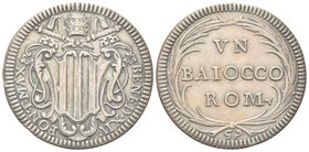 Benedetto XIV (Prospero Lorenzo Lambertini), 1740-1758.
Baiocco.
Æ gr. 11,42
Dr. BENED XIV - PONT MAX. Stemma sormontato da triregno e chiavi decus...