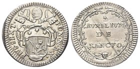 Pio VI (Giannangelo Braschi), 1775-1799.
Grosso 1785 a. X.
Ag gr. 1,34
Dr. PIVS SEXT - PON M A X. Stemma ovale sagomato, chiavi con doppi cordoni e...