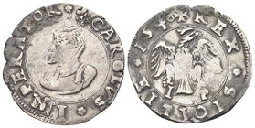 Carlo V D’Asburgo, Re di Spagna, Sicilia, Napoli, 1516-1556, Imperatore, 1519-1556.
Due Tarì 1540, zecca di Messina.
Ag gr. 5,81
Dr. CAROLVS IMPERA...