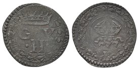 Guidobaldo II della Rovere, 1538-1574.
Quattrino.
Æ gr. 0,65
Dr. G V / II. Iscrizione disposta su due righe; sopra, corona, tutto entro corona di f...