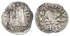 Guidobaldo II della Rovere, 1538-1574.
Soldo o Baiocchetto.
Ag gr. 0,42
Dr. GVIDV /S VB / ALD II. L’imprese delle tre mete.
Rv. DVX IIII VRBINI. G...