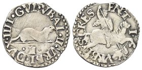 Guidobaldo II della Rovere, 1538-1574.
Armellino.
Ag gr. 0,97
Dr. GVI VBALD II VRB DVX IIII. Ermellino gradiente vero d.; sotto, E.
Rv. S CRES - E...
