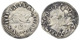 Guidobaldo II della Rovere, 1538-1574.
Armellino.
Ag gr. 0,90
Dr. GVI VBALD II VRB DVX IIII. Ermellino gradiente vero d.; sotto, E.
Rv. S CRESCE -...