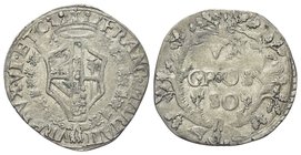 Francesco II Maria della Rovere, 1574-1624. 
Grosso (modulo largo senza punto).
Ag gr. 2,04
Dr. FRANC MARIA II VRB DVX VI ET C. Stemma ottagonale a...