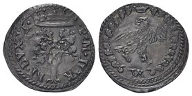 Francesco II Maria della Rovere, 1574-1624. 
Quattrino.
Æ gr. 0,58
Dr. F M II VR - BI DVX VI. Rovere coronata.
Rv. Aquila coronata stante verso s....