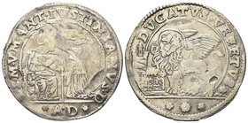 Marcantonio Giustinian Doge CVII, 1684-1688.
Ducato.
Ag gr. 22,41
Dr. S M V M ANT IVSTINIANVS D. San Marco seduto su trono, benedicente, porge il v...