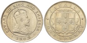 Edoardo VII, 1901-1910.
Penny 1903.
Ag gr. 9,39
Dr. Testa coronata a d.
Rv. Scudo.
KM#20.
FDC