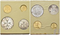 Ernesto Paterno Castello di Carcaci, 1955-1962
Set 1961 di quattro monete in blister: 10 Scudi, 5 Scudi, 2 Scudi e 1 Scudo.
Au e Ag gr. 12 (Au) e gr...