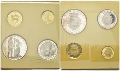 Angelo de Mojana di Cologna, 1962-1988.
Set 1963 di quattro monete in blister: 10 Scudi, 5 Scudi, 2 Scudi e 1 Scudo.
Au e Ag gr. 12 (Au) e gr. 35,8 ...