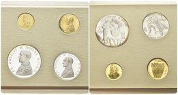 Angelo de Mojana di Cologna, 1962-1988.
Set 1981 di quattro monete in blister: 10 Scudi, 5 Scudi, 2 Scudi e 1 Scudo.
Au e Ag gr. 12 (Au) e gr. 35,8 ...