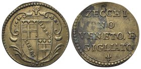 XVI-XVII secolo.
Peso monetale dello Zecchino Veneto e Fiorentino.
Æ gr. 3,46
Dr. Stemma di Bologna quadripartito tra due rami di palma.
Rv. ZECCH...