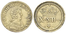 Luigi XIV di Borbone (Re di Francia), 1643-1715.
Peso di due Luigi d’oro.
Æ dorato gr. 13,33
Dr. LVD XIIII D G FRAN ET NA REX. Busto laureato, cora...