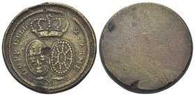 Durante Luigi XVI di Borbone, 1774-1793.
Peso di due Luigi d’oro.
Æ gr. 15,84
Dr. DOBBLA DELLE 2 ARMI. Scudo ovale di Francia e Navarra.
Rv. Lisci...