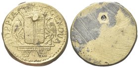 Dogi Biennali, 1528-1797. III Fase, 1637-1797.
Peso Monetale della Doppia di Genova.
Æ gr. 12,59
Dr. DOPPIA - GENOVA. Stemma coronato su mensola so...