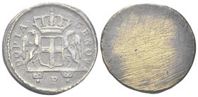 Dogi Biennali, 1528-1797. III Fase, 1637-1797.
Peso Monetale della Doppia di Genova.
Æ gr. 12,41
Dr. DOPIA - GENOVA. Stemma coronato su mensola sor...