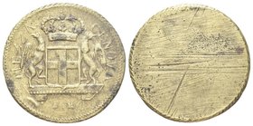 Dogi Biennali, 1528-1797. III Fase, 1637-1797.
Peso Monetale della Doppia di Genova.
Æ gr. 12,52
Dr. MEZZA - GENOVA. Stemma coronato su mensola sor...
