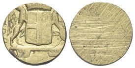 Dogi Biennali, 1528-1797. III Fase, 1637-1797.
Peso Monetale della Doppia di Genova.
Æ gr. 3,14
Dr. DOPPIA - DI GENOVA. Stemma coronato sorretto da...