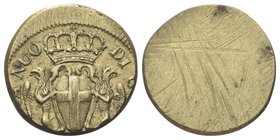 Dogi Biennali, 1528-1797. III Fase, 1637-1797.
Peso Monetale della Doppia di Genova.
Æ gr. 3,15
Dr. [DOPP]IA NUO - DI G. Stemma coronato sorretto d...