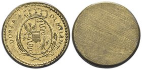 Durante Maria Teresa d’Asburgo, Imperatrice e Duchessa di Milano, 1740-1780.
Peso della Mezza Doppia di Milano.
Æ gr. 12,59
Dr. DOBLA - DI MILANO. ...