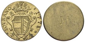 Durante Maria Teresa d’Asburgo, Imperatrice e Duchessa di Milano, 1740-1780.
Peso 1778 monetale della Sovrana d’oro.
Æ gr. 5,54
Dr. SOVRANO - 1778....