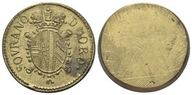 Periodo tra Giuseppe II e Fracesco II, 1780-1797.
Peso monetale della Sovrana.
Æ gr. 11,06
Dr. SOVRANO - D’ORO. Stemma coronato.
Rv. Liscio.
Mazz...