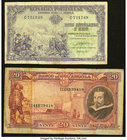 Angola Republica Portuguesa 2 1/2 Angolares 1948 Pick 71 Commemorative Fine; Banco De Angola 20 Angolares 1.3.1951 Pick 83 Fine. Both examples have so...