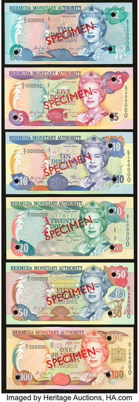 Bermuda Monetary Authority 2; 5; 10; 20; 50; 100 Dollars 24.5.2000 Pick 50s; 51s...