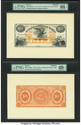 Bolivia Banco Nacional de Bolivia 10 Bolivianos 187x (ca. 1874) Pick S193fp; S193bp Front And Back Proofs PMG Gem Uncirculated 66 EPQ; Superb Gem Unc ...