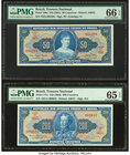 Brazil Tesouro Nacional 50; 200 Cruzeiros ND (1961); ND (1964) Pick 169a; 171c PMG Gem Uncirculated 66 EPQ; Gem Uncirculated 65 EPQ. 

HID09801242017