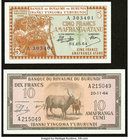 Burundi Banque du Royaume du Burundi 5 Francs 1.10.1964 Pick 8; 10 Francs 20.11.1964 Pick 9 About Uncirculated or Better. 

HID09801242017