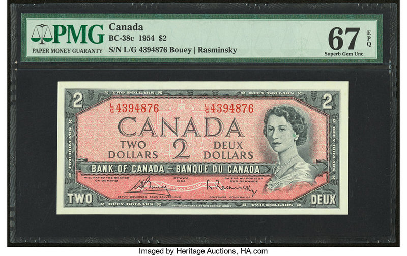Canada Banque du Canada $2 1954 BC-38c PMG Superb Gem Unc 67 EPQ. 

HID098012420...