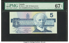 Canada Bank of Canada $5 1986 BC-56cA-i Replacement PMG Superb Gem Unc 67 EPQ. 

HID09801242017