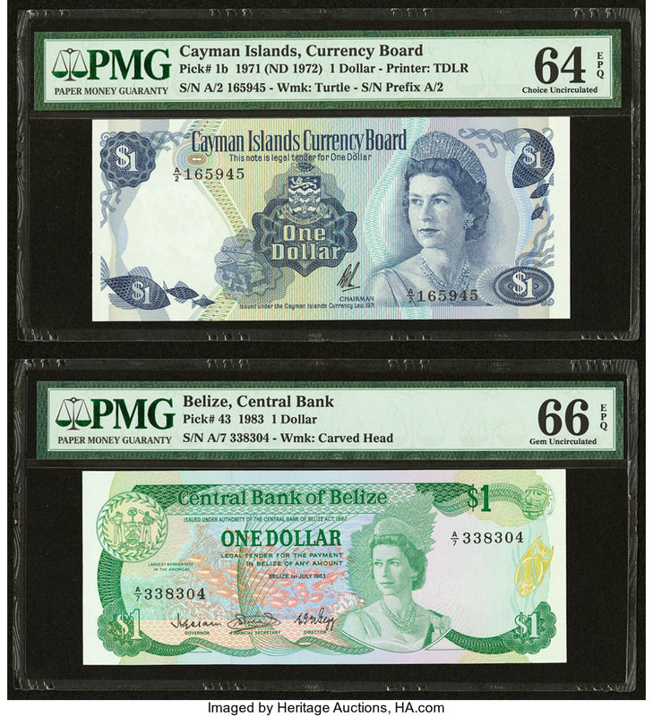 Cayman Islands Currency Board 1 Dollar 1971 (ND 1972) Pick 1b PMG Choice Uncircu...