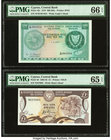 Cyprus Central Bank of Cyprus 1 Pound; 500 Mils 1.11.1982; 1.9.1979 Pick 50; 42c Two Examples PMG Gem Uncirculated 65 EPQ; Gem Uncirculated 66 EPQ. 

...