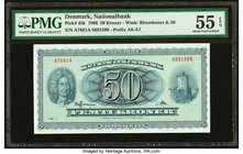 Denmark Nationalbank 50 Kroner 1966 Pick 45k PMG About Uncirculated 55 EPQ. Exceptional paper quality & embossing.

HID09801242017