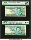 East Caribbean States Central Bank, Antigua 5 Dollars ND (1988-93) Pick 22a1 Two Examples PMG Superb Gem Unc 67 EPQ. 

HID09801242017